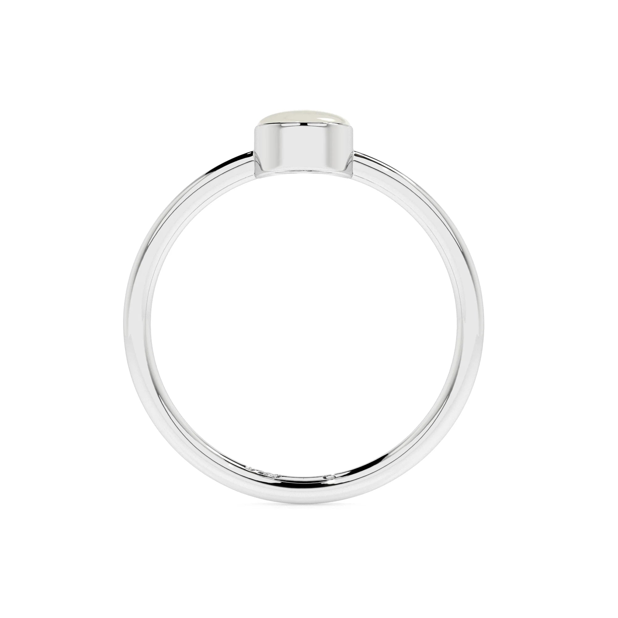 freshwater cultured pearl oval cab stackable bezel-set ring