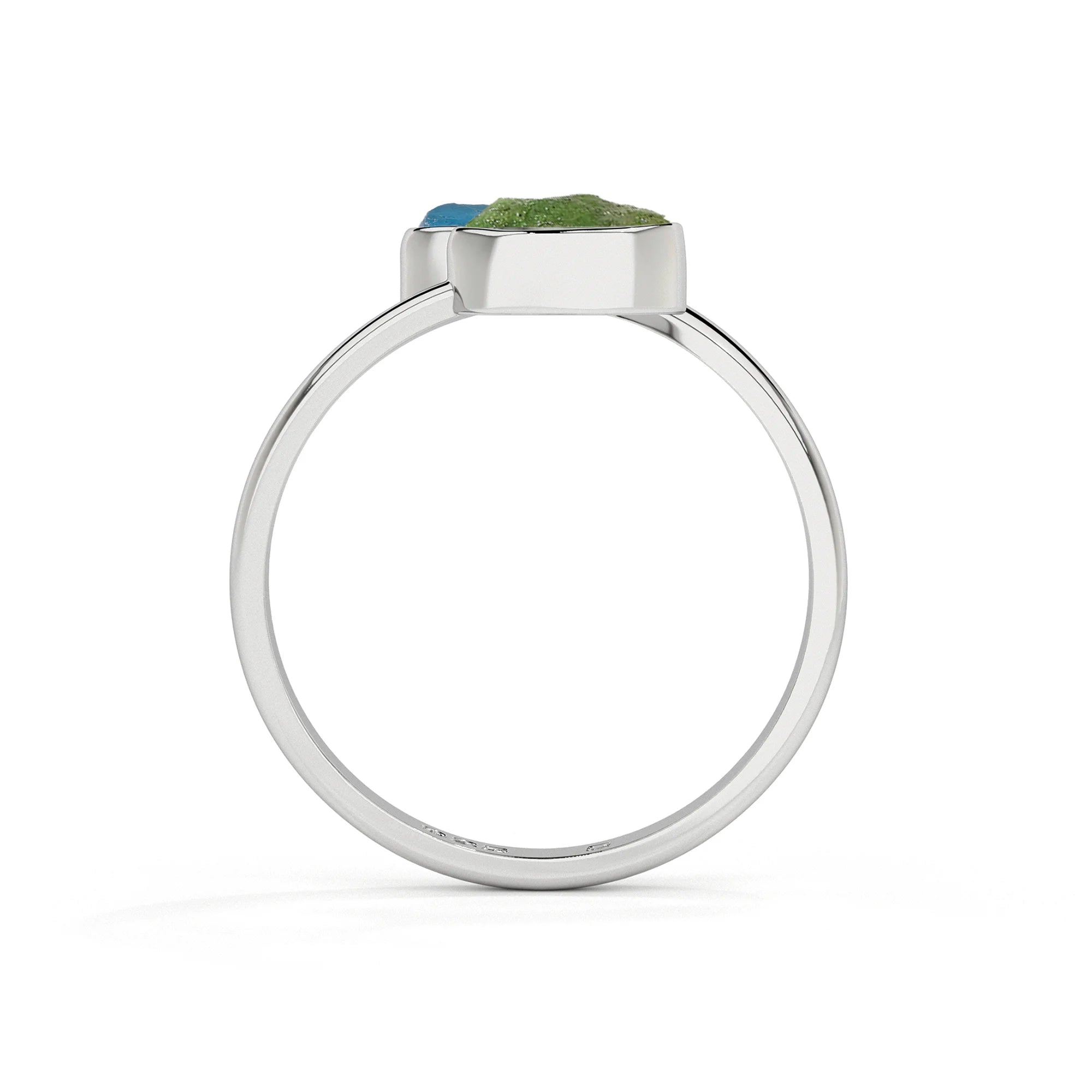 emerald-neon-apatite rough shape stackable bezel-set ring