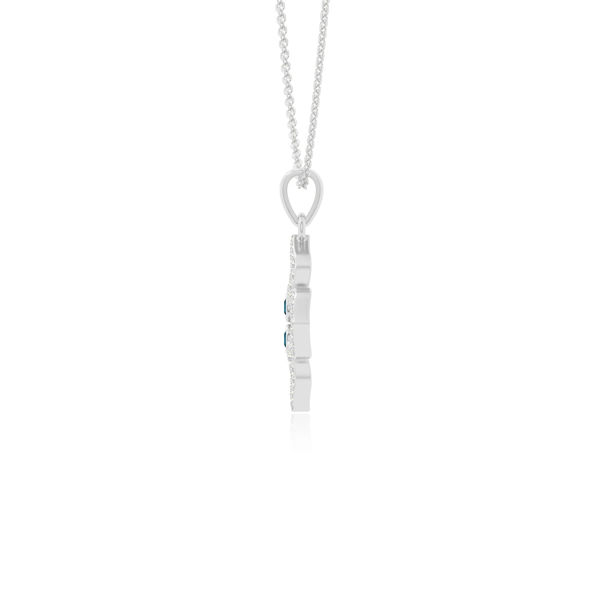 natural london-blue-topaz 4 petal flower necklaces in sterling silver 