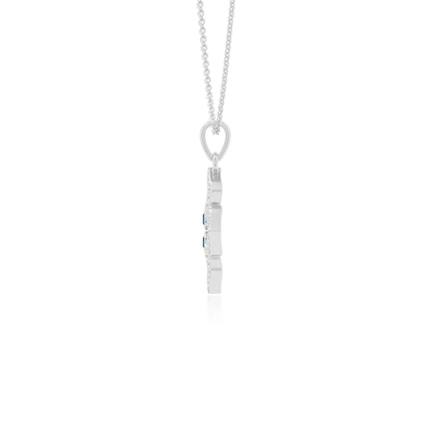 natural london-blue-topaz 4 petal flower necklaces in sterling silver 