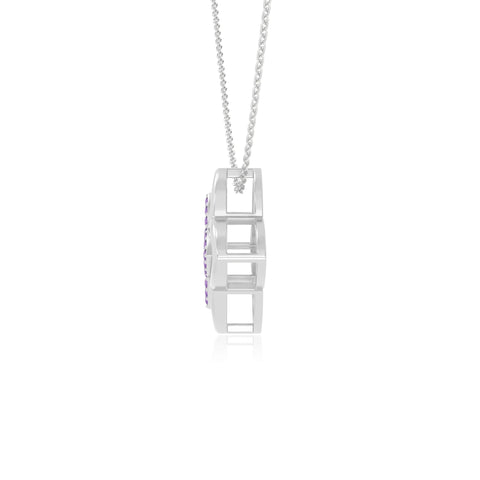 natural amethyst 4 petal flower necklaces in sterling silver 