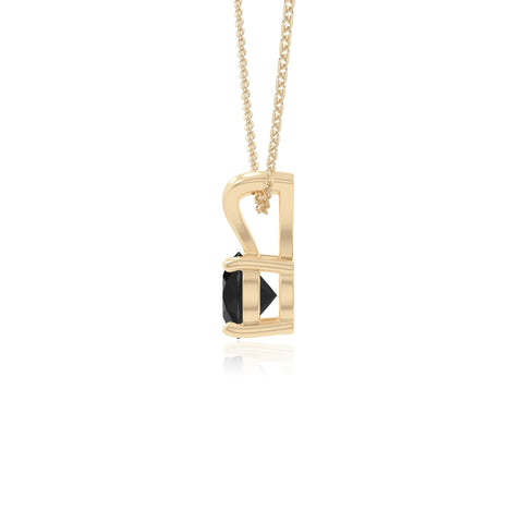 natural black-onyx v-bale solitaire necklaces in yellow gold vermeil 