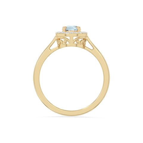 natural aquamarine solitaire halo engagement rings in yellow gold vermeil