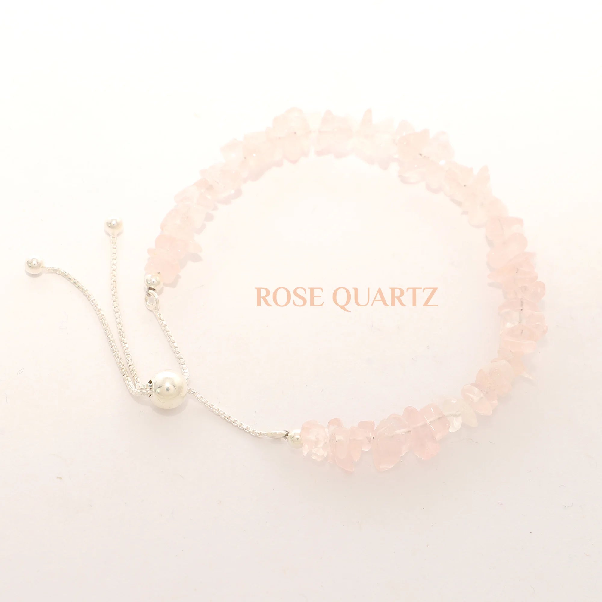 natural rose-quartz rough shape bolo bracelet
