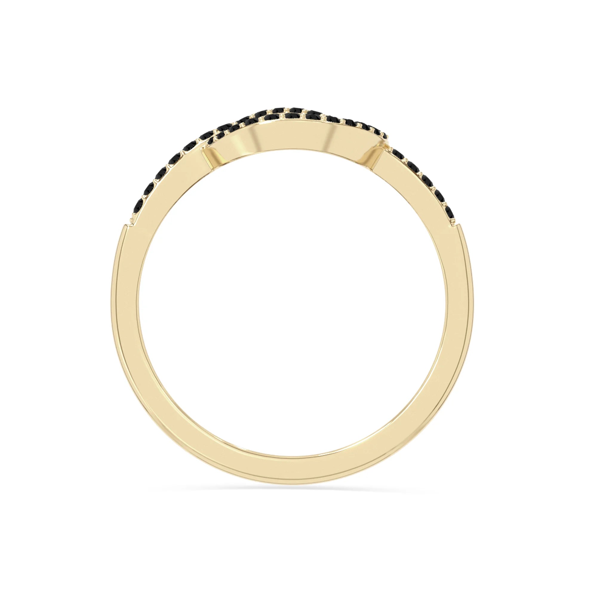 natural black onyx infinity knot promise rings in yellow gold vermeil