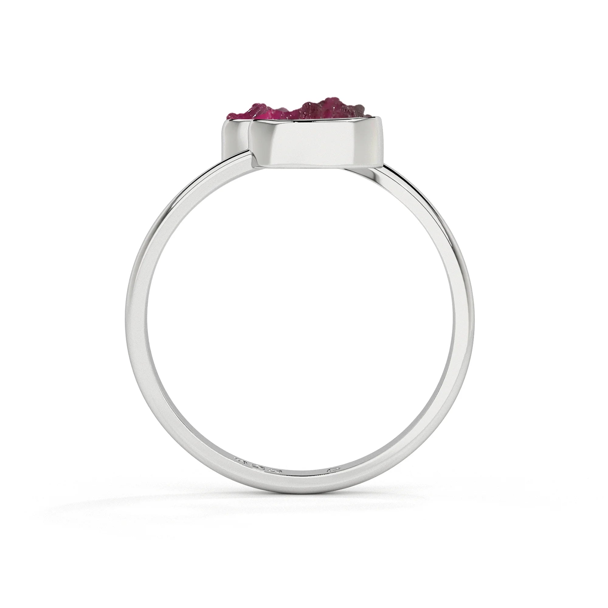 pink-tourmaline rough shape stackable bezel-set ring