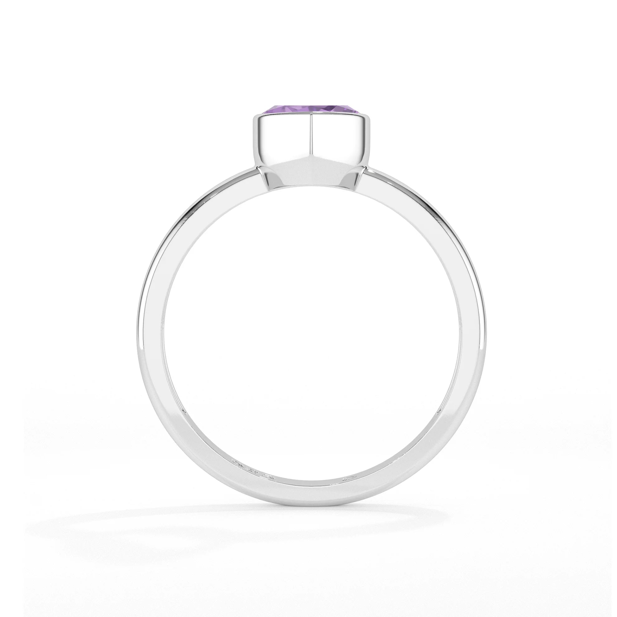 amethyst pear cut stackable bezel-set ring