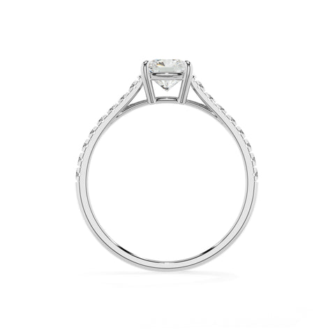 lab-grown moissanite cushion half eterity solitaire engagement ring