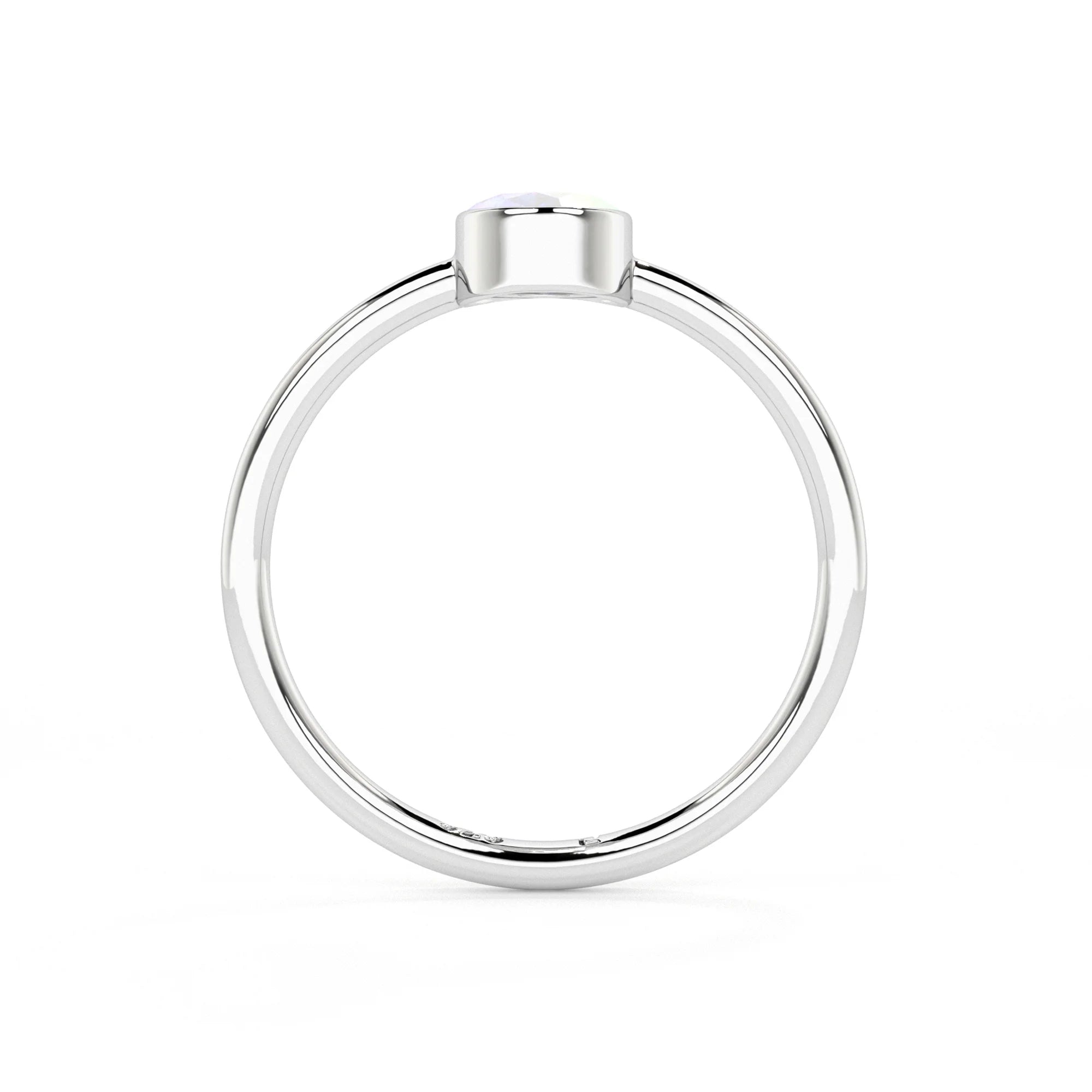 rainbow moonstone oval cut stackable bezel-set ring