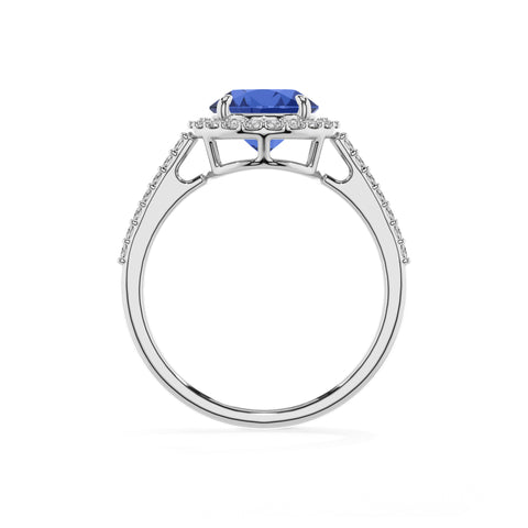 lab-grown blue-sapphire round half eterity halo solitaire engagement ring