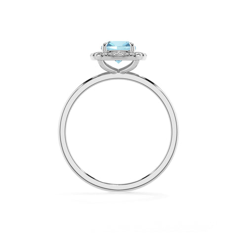 lab grown aquamarine cushion halo solitaire engagement ring