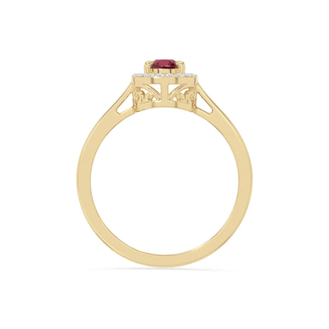 natural ruby solitaire halo engagement rings in yellow gold vermeil