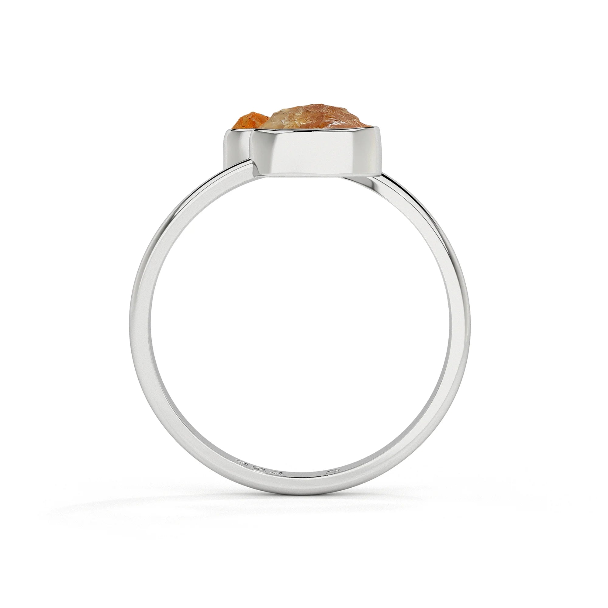 citrine rough shape stackable bezel-set ring
