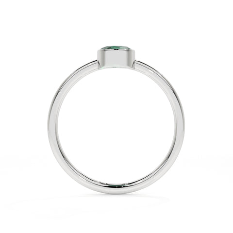 emerald round cut stackable bezel-set ring