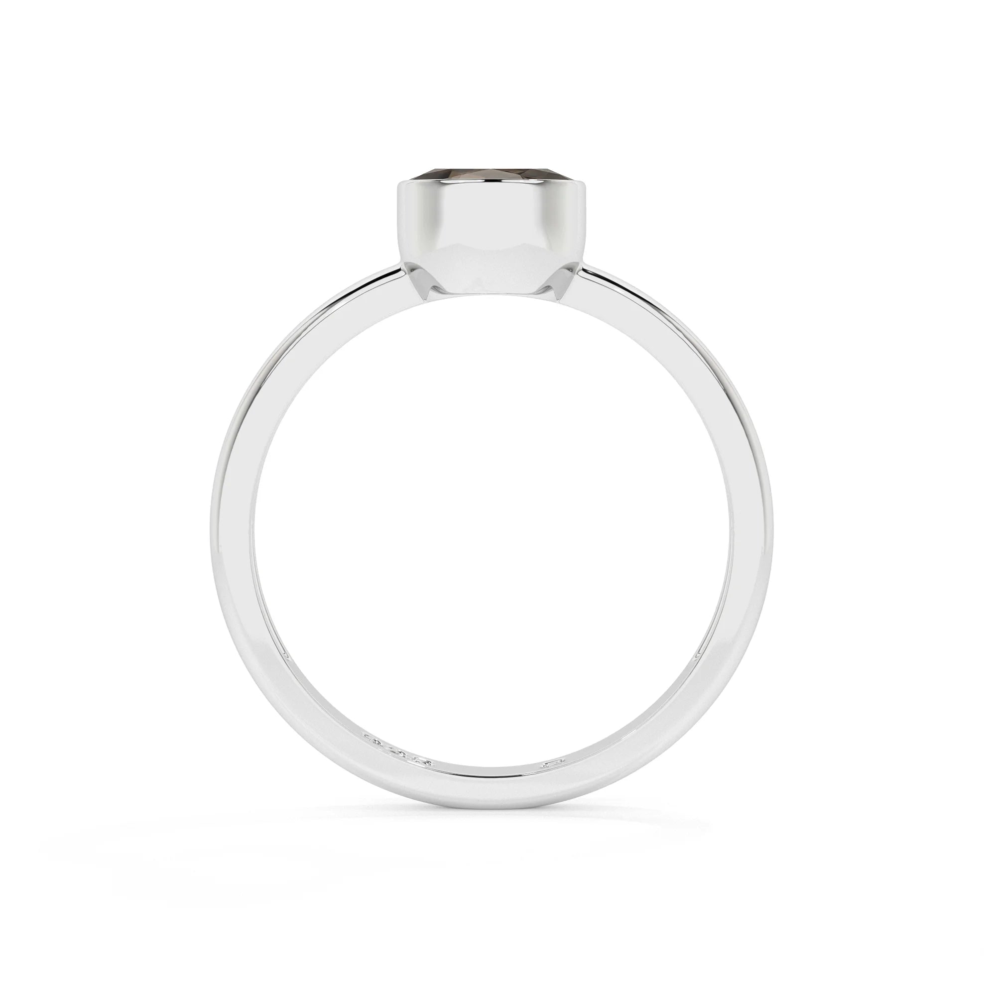 smoky quartz oval cut stackable bezel-set ring