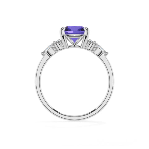 lab-grown tanzanite cushion solitaire engagement ring