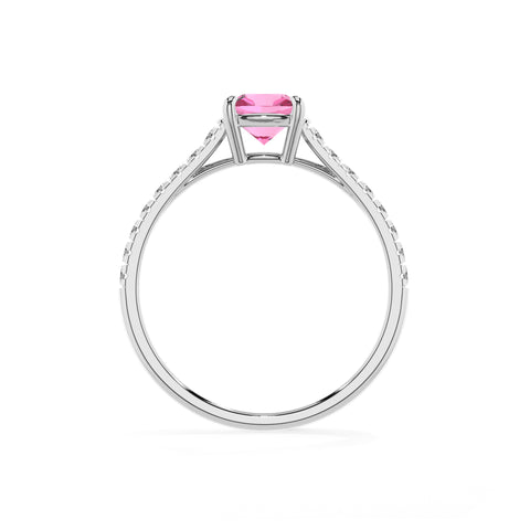 lab-grown pink-sapphire cushion half eterity solitaire engagement ring