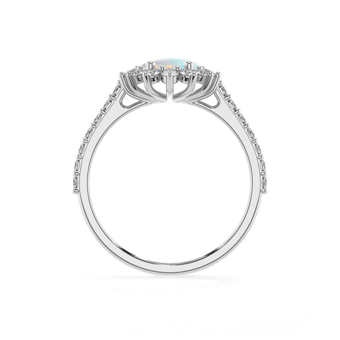 lab grown opal oval half eterity halo solitaire engagement ring