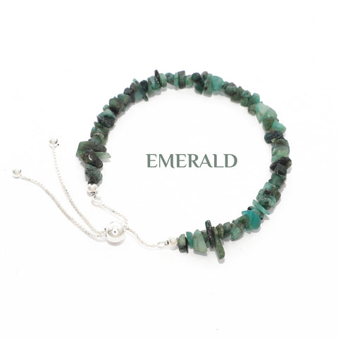 natural emerald rough shape bolo bracelet