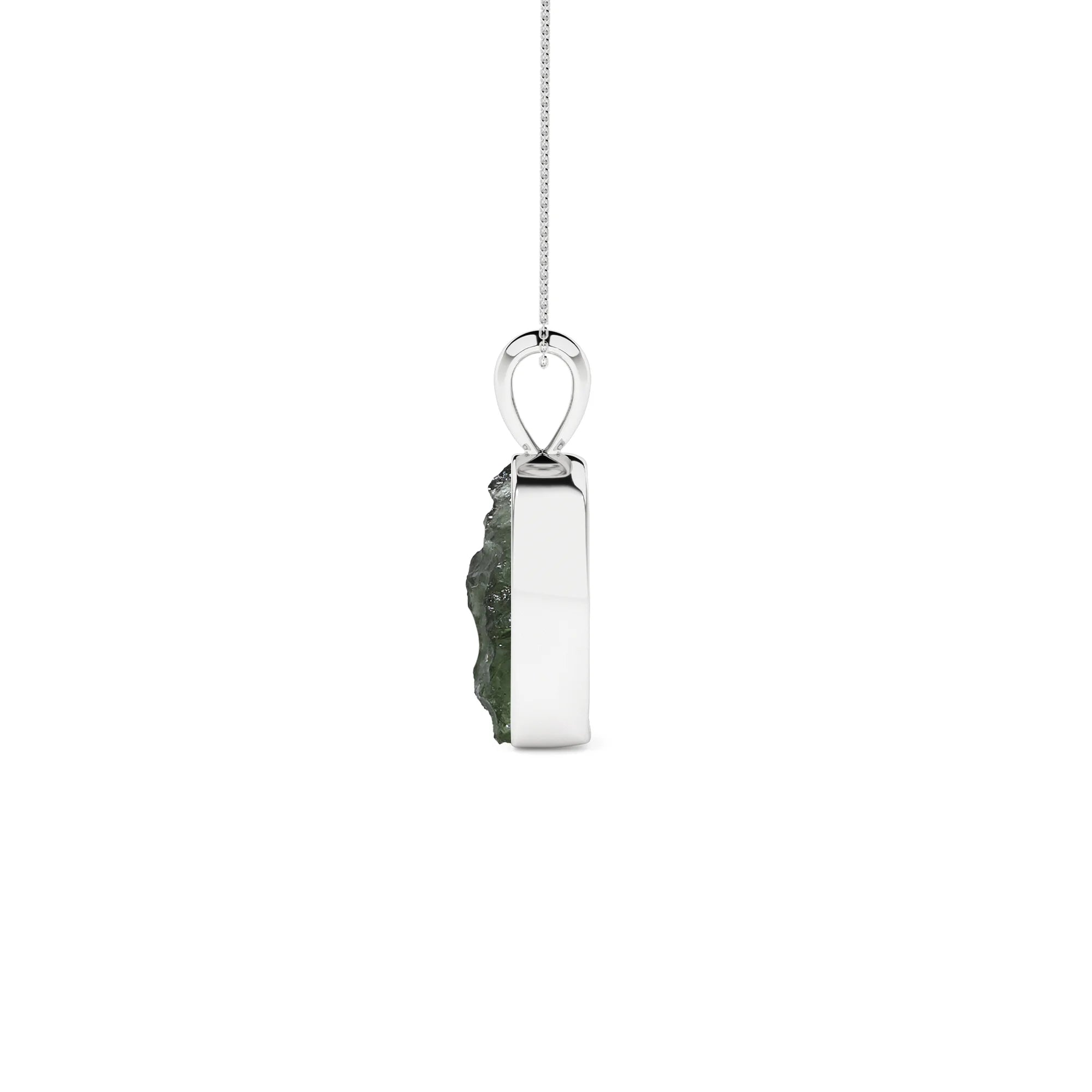 natural moldavite rough shape pendant necklace