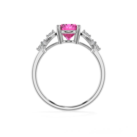 lab-grown pink-sapphire pear criss cross solitaire engagement ring