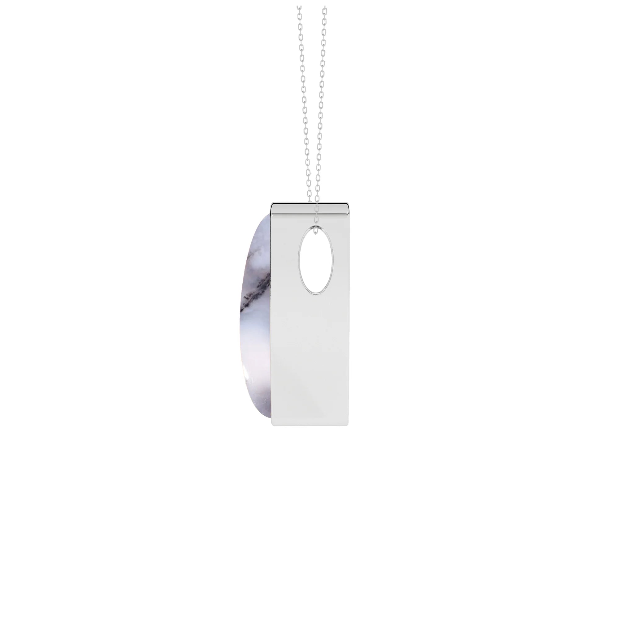 natural dendritic-opal bullet shape pendant necklace