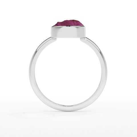 pink-tourmaline rough shape stackable bezel-set ring