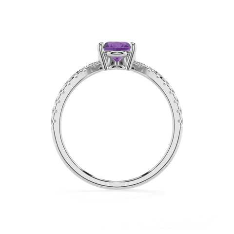 lab grown amethyst pear solitaire engagement ring