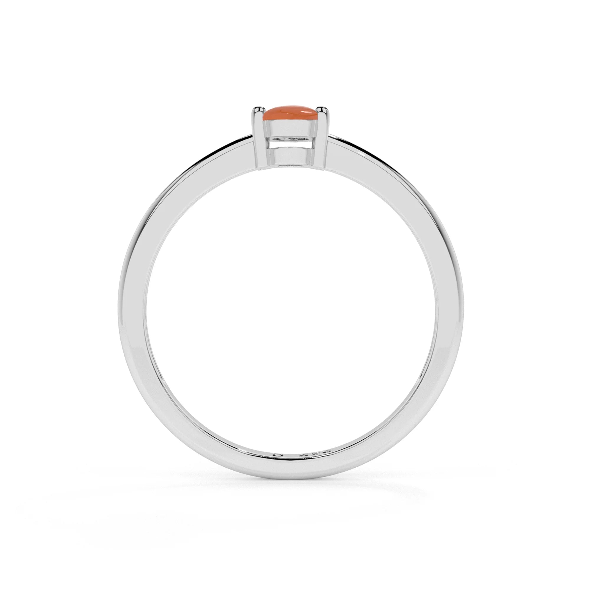carnelian oval cab stackable prong-set ring