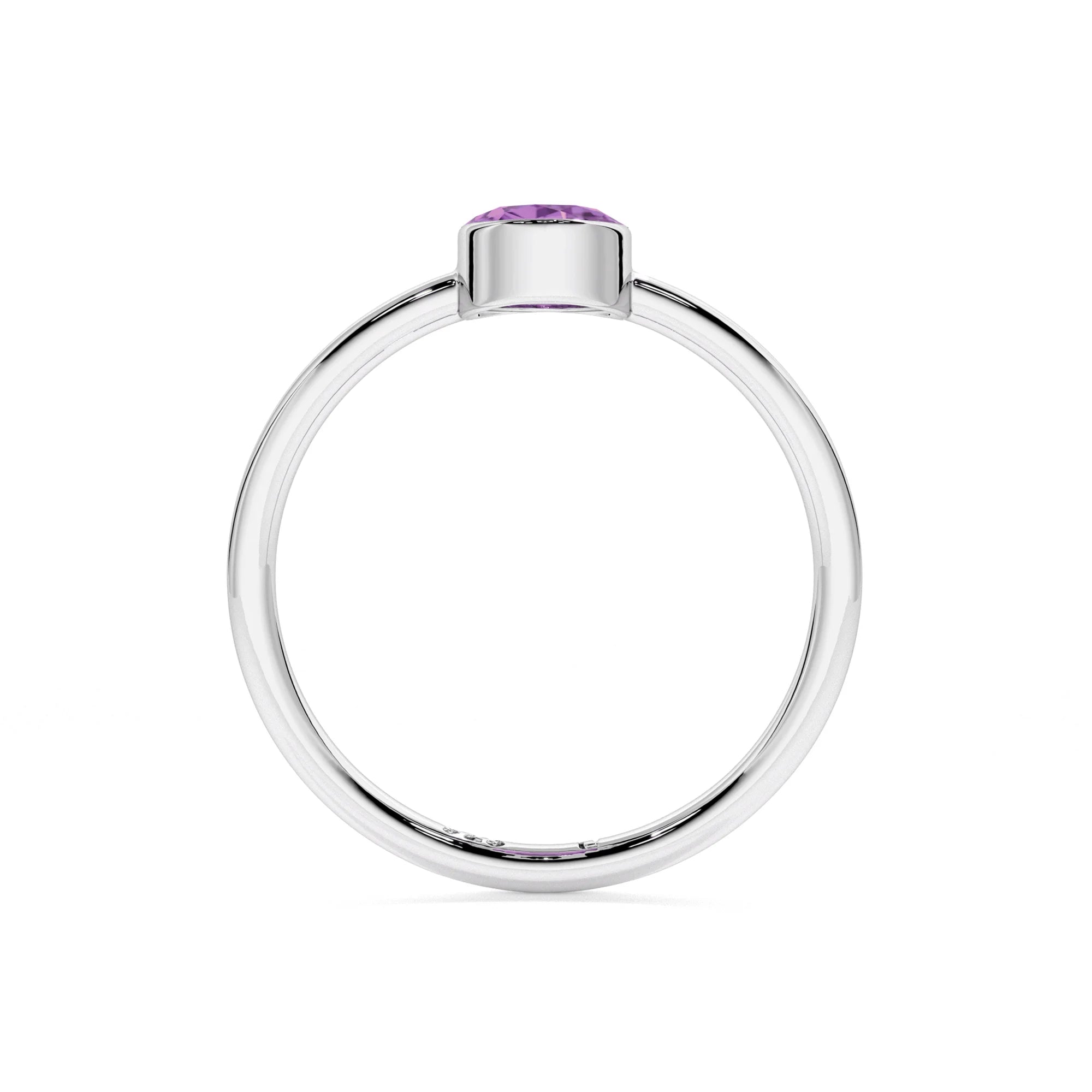 amethyst oval cut stackable bezel-set ring