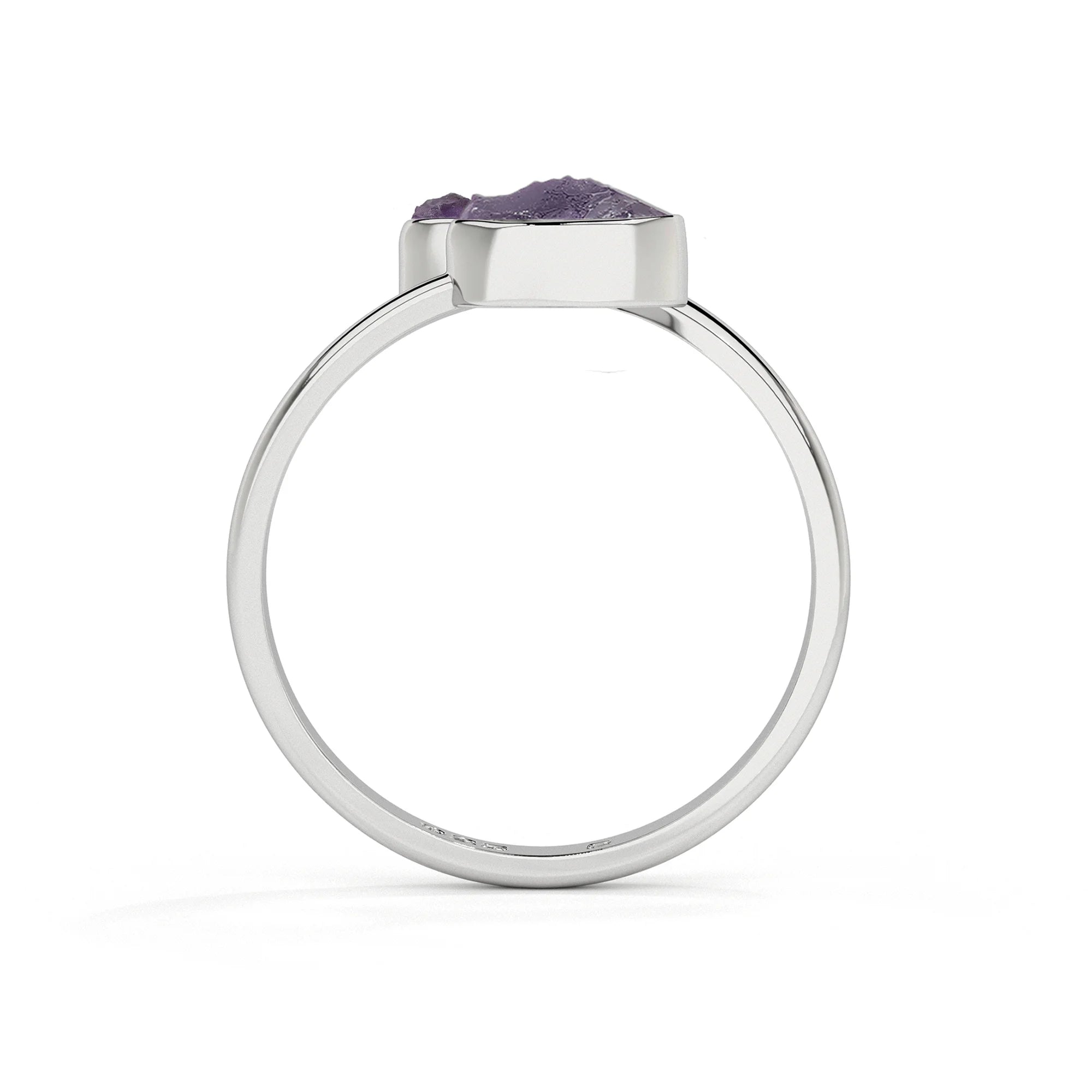 amethyst rough shape stackable bezel-set ring