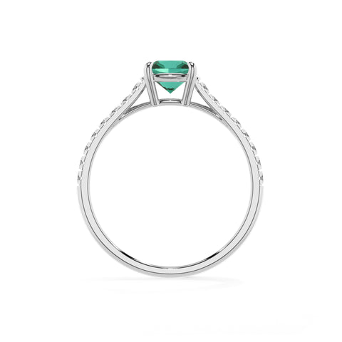 lab-grown emerald cushion half eterity solitaire engagement ring