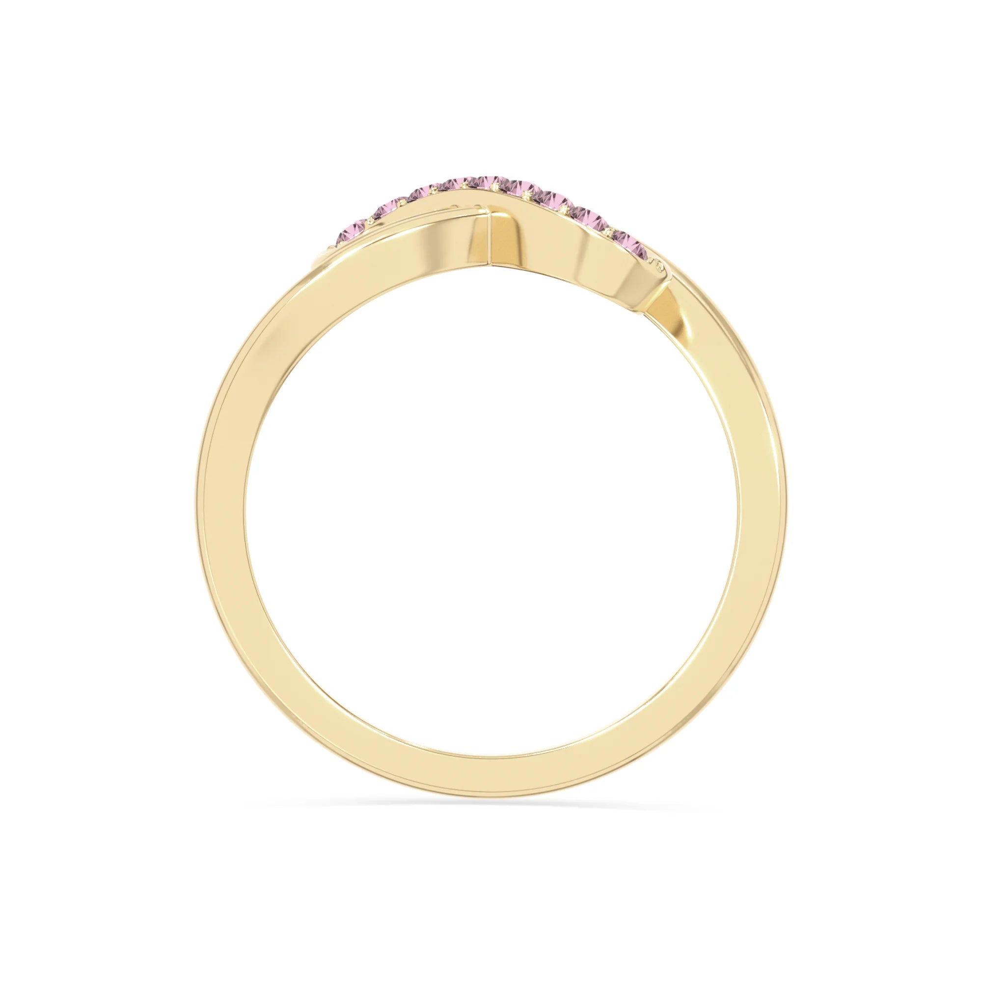 natural pink tourmaline infinity promise rings in yellow gold vermeil