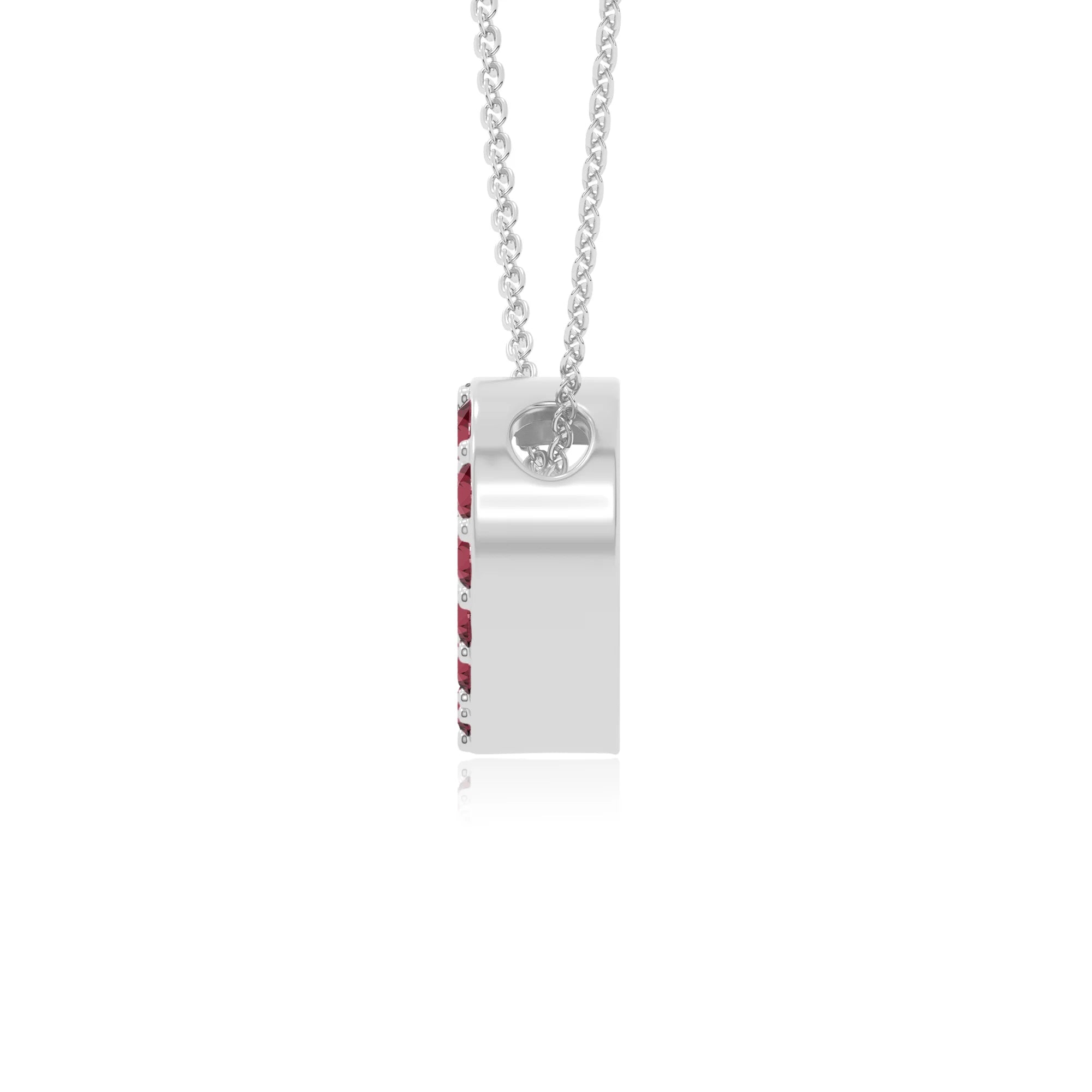 natural ruby studded heart necklaces in sterling silver 