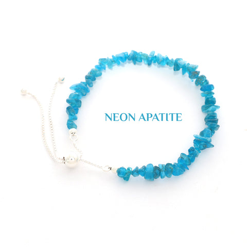 natural neon-apatite rough shape bolo bracelet