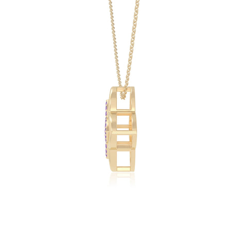 natural amethyst 4 petal flower necklaces in yellow gold vermeil 