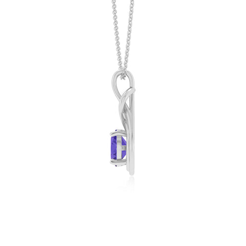 natural tanzanite round shape solitaire infinity knot pendant necklace