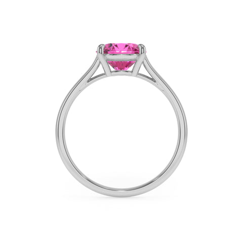 lab grown pink sapphire pear solitaire engagement ring