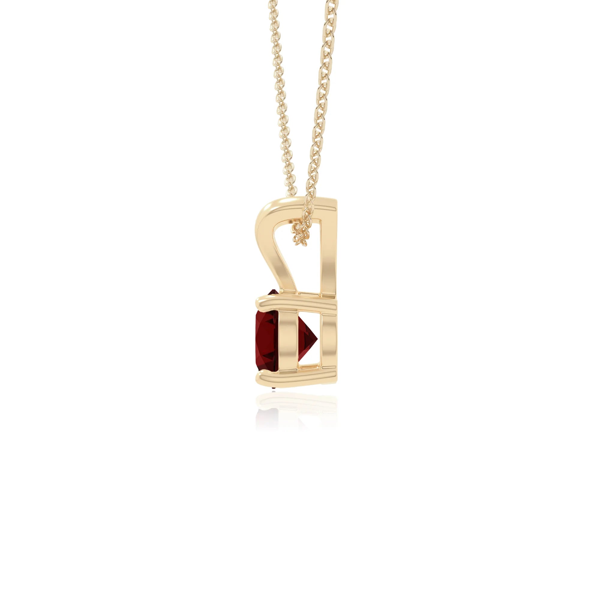 natural garnet v-bale solitaire necklaces in yellow gold vermeil 