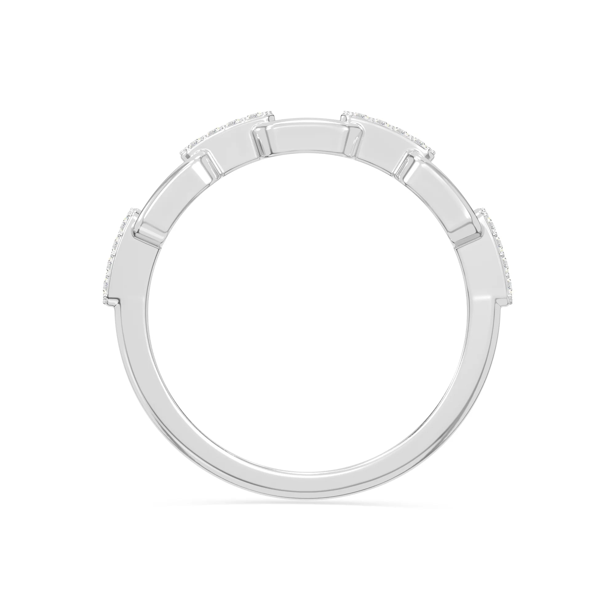 natural moissanite interlocking wedding band rings in sterling silver 