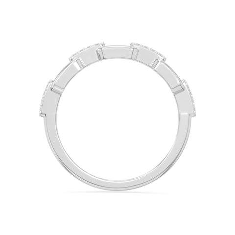 natural moissanite interlocking wedding band rings in sterling silver 