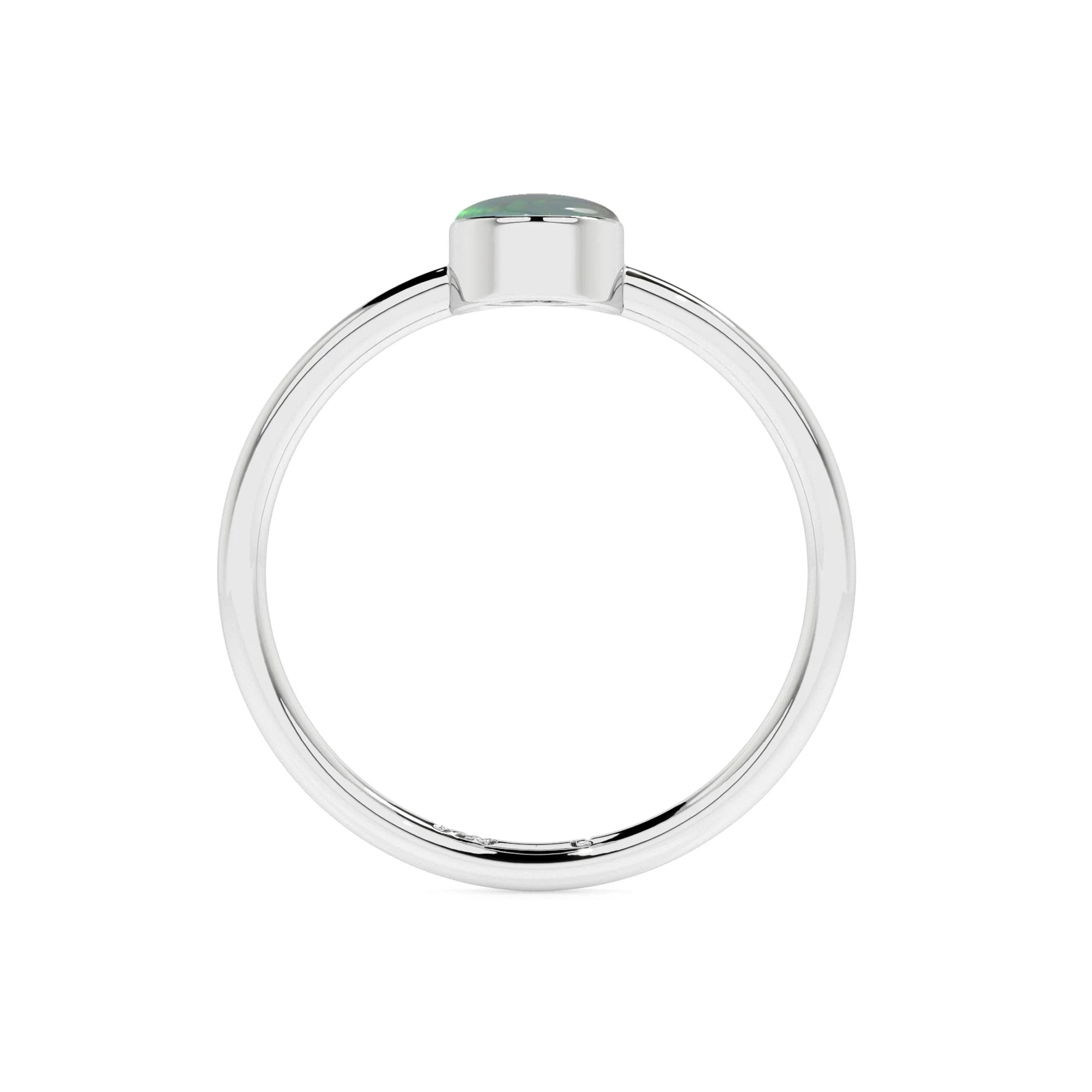 ethiopian opal oval cab stackable bezel-set ring