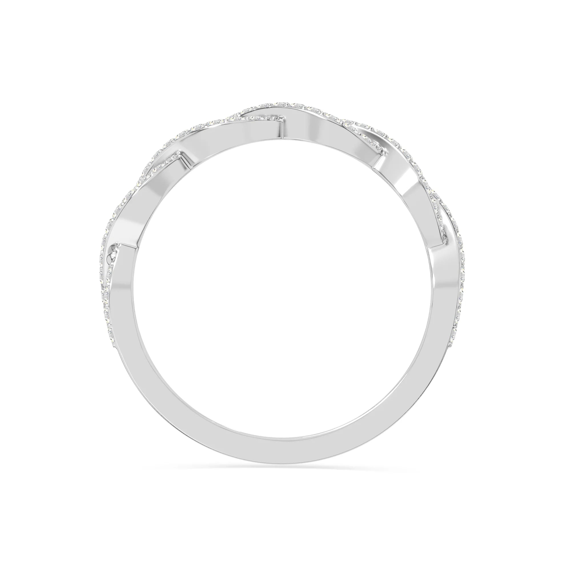 natural moissanite twisted wedding band rings in sterling silver 