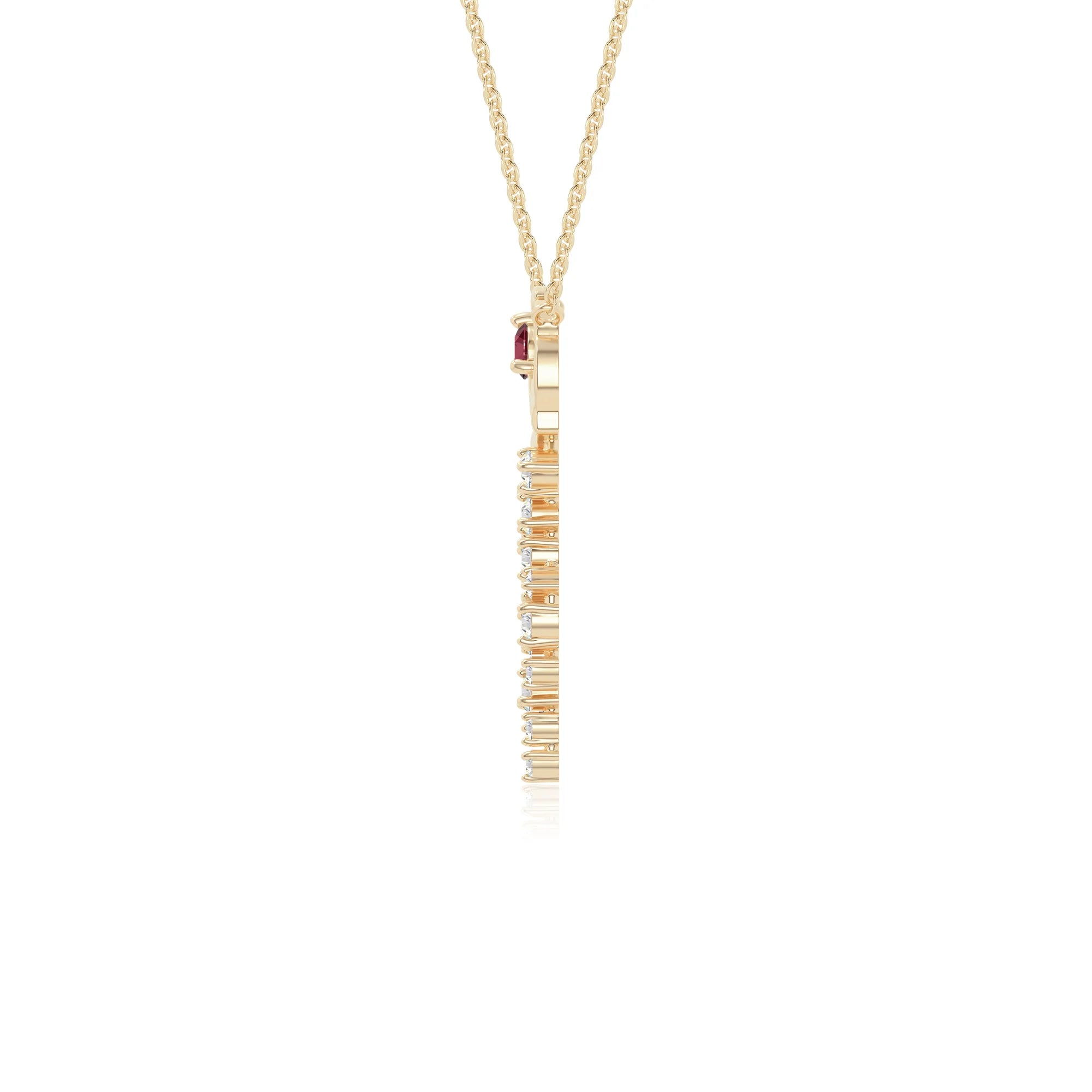 natural ruby rose flower necklaces in yellow gold vermeil 