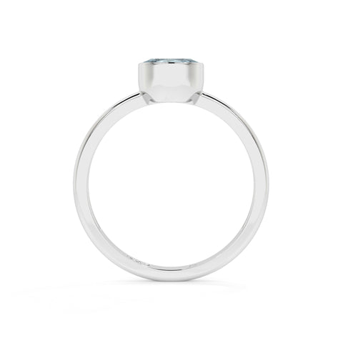 aquamarine oval cut stackable bezel-set ring