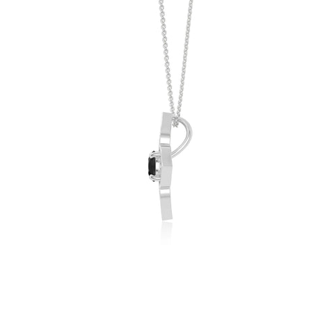 natural black-onyx 4 petal flower necklaces in sterling silver 