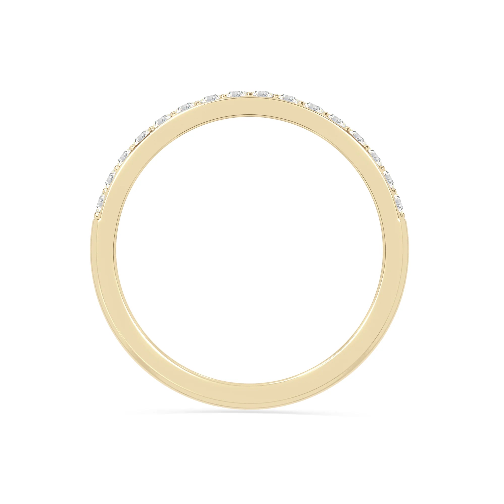 natural moissanite half eternity band rings in yellow gold vermeil