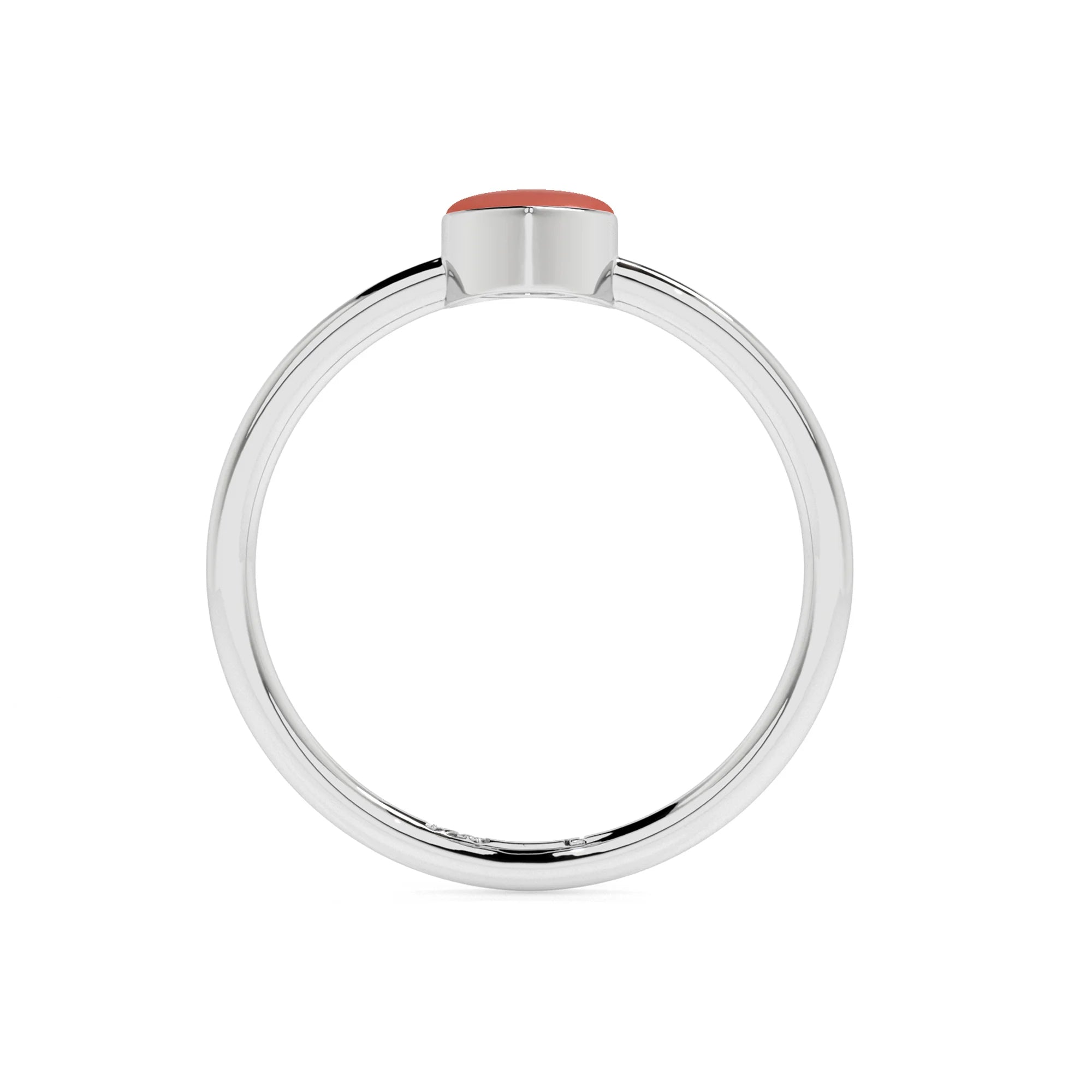 red coral pear cab stackable bezel-set ring