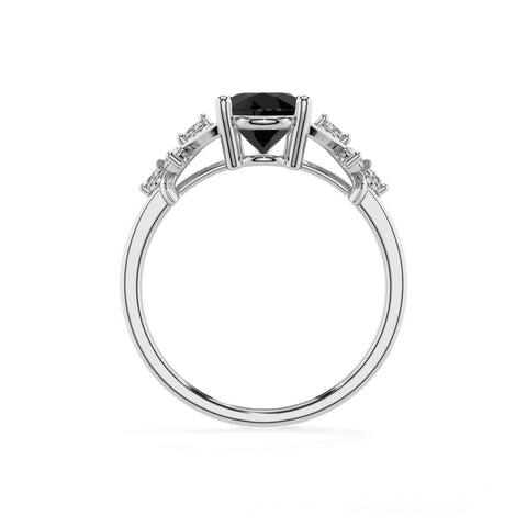 natural black-onyx pear criss cross solitaire engagement ring