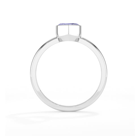 tanzanite pear cut stackable bezel-set ring